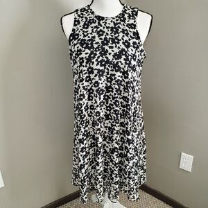 Calvin Klein Dress Womens Size 6 Black Gray Floral Print Sleeveless Lined Shift